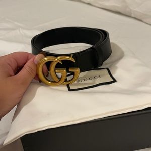 Gucci Black Belt with Gold Buckle